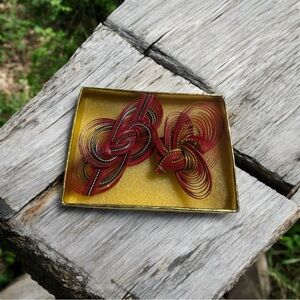 Vintage Handmade Bamboo Brooch Set from Taiwan (Formosa)